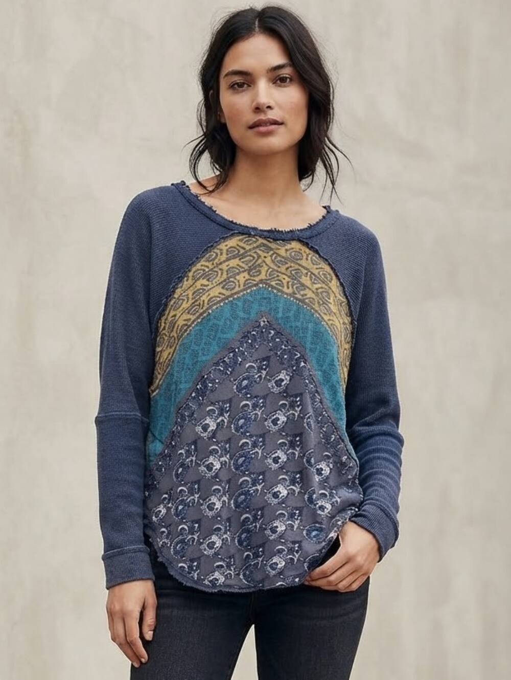 Free People Boho Patchwork Sweater